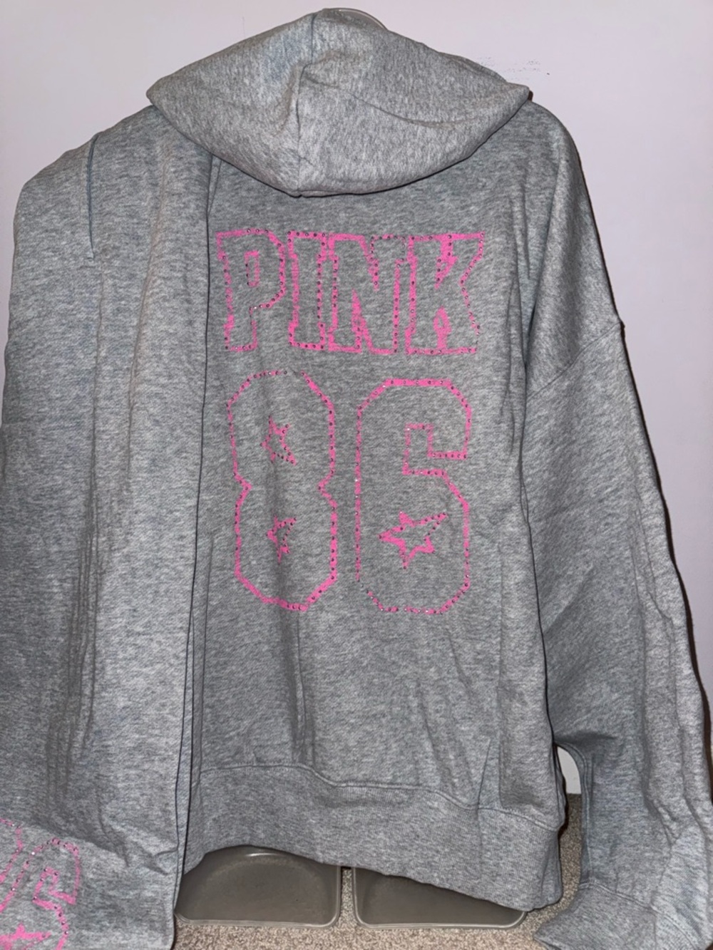 Victoria Secret Pink FLEECE RELAXED FULL-ZIP HOODIE Classic Pants XL Set